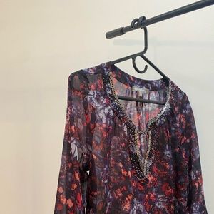 Daniel Rainn Black Multi-Colored Blouse Size Small